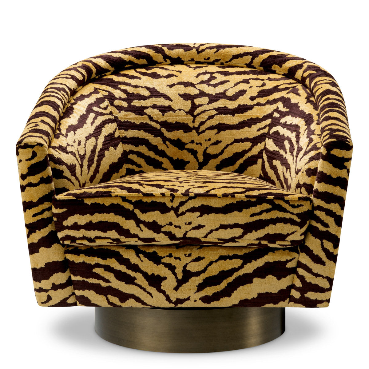 Swivel Chair Catene Tigris brown | brushed brass finish swivel base 85% viscose | 15% polyester Chairs & Sofas A119426 4