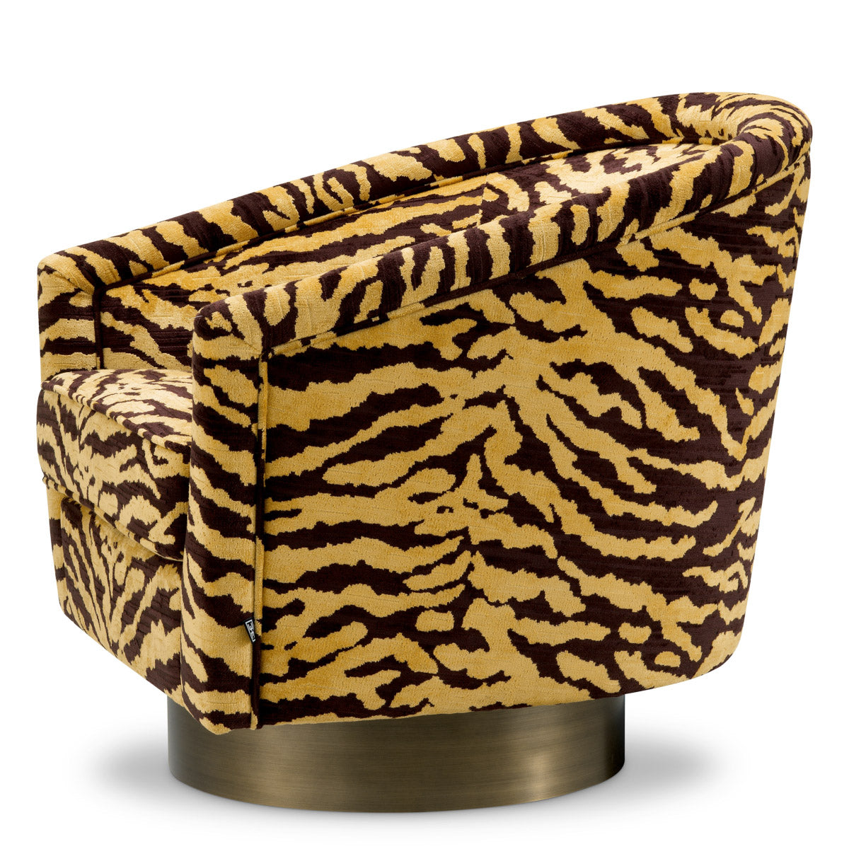 Swivel Chair Catene Tigris brown | brushed brass finish swivel base 85% viscose | 15% polyester Chairs & Sofas A119426 6