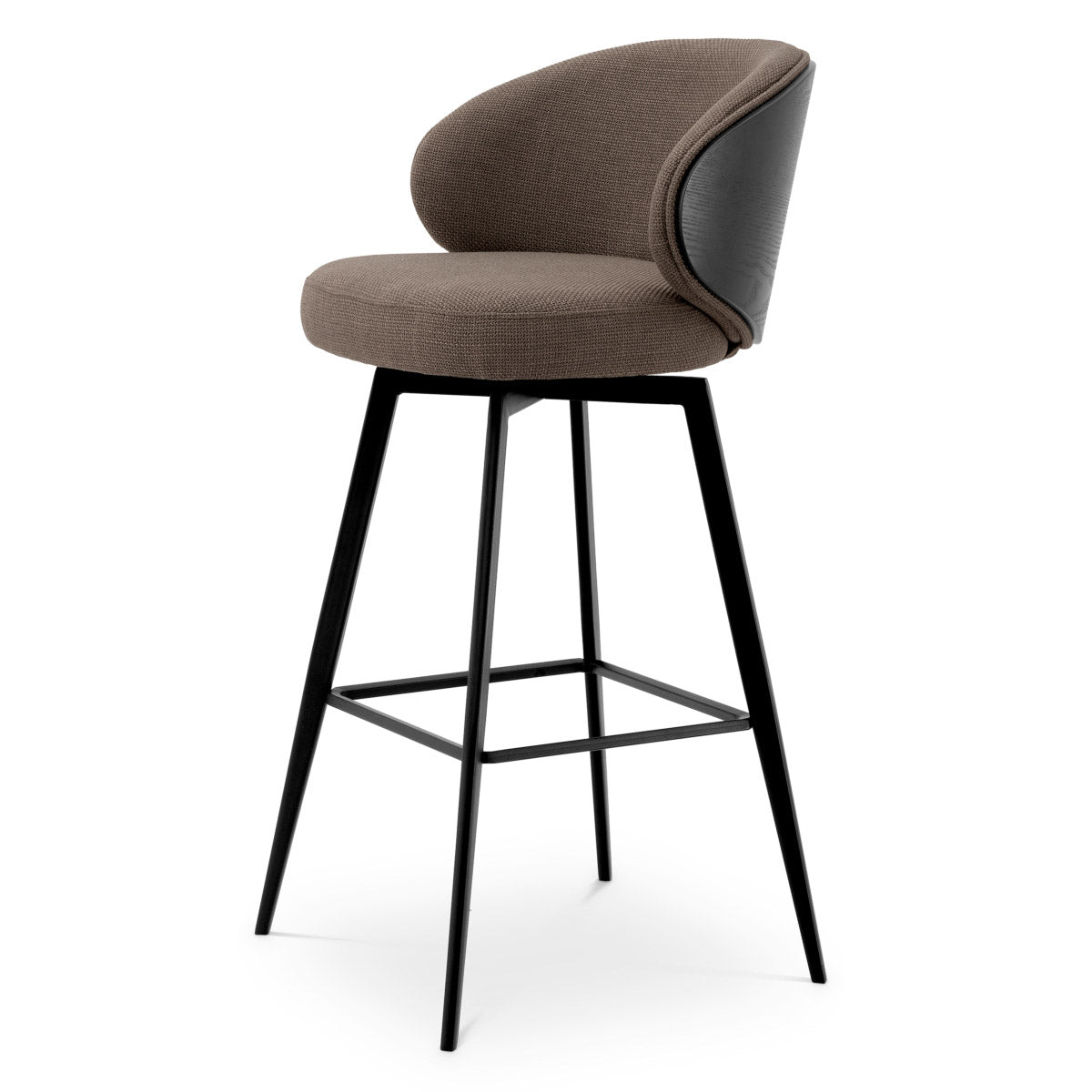 Bar Stool Camerota Scalea grey | black wooden back | black legs | swivel 100% polyester Chairs & Sofas A119537 6