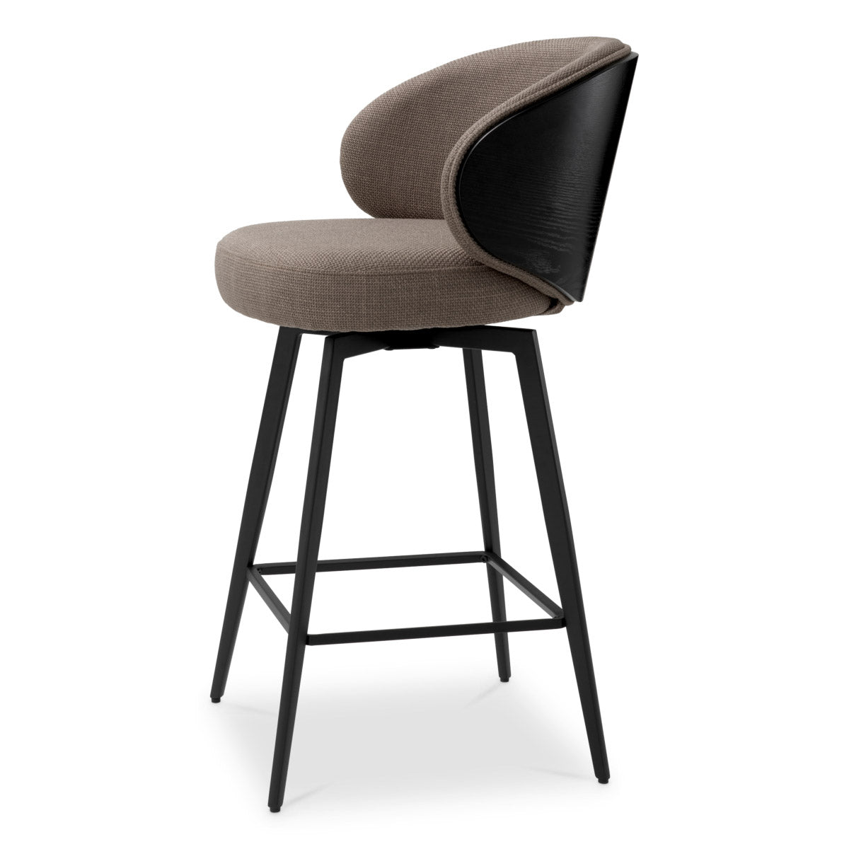 Counter Stool Camerota Scalea grey | black wooden back | black legs | swivel 100% polyester Chairs & Sofas A119538 4
