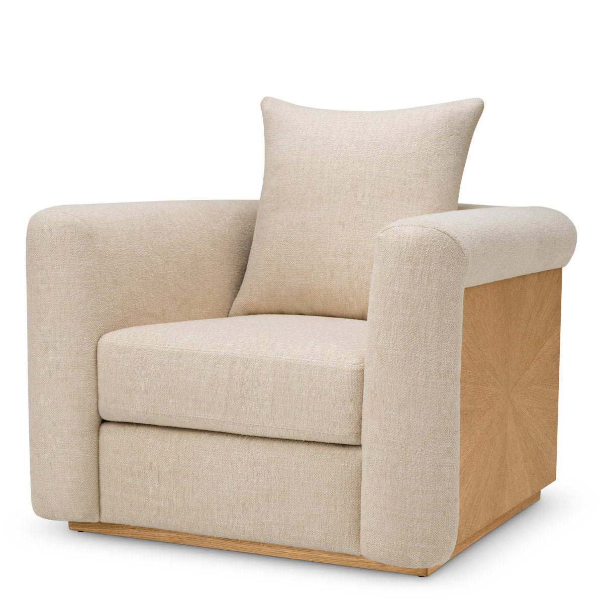 Chair Amadeo Natural oak veneer | renato ecru 51% recycled polyester | 49% polyester Chairs & Sofas A119568 2