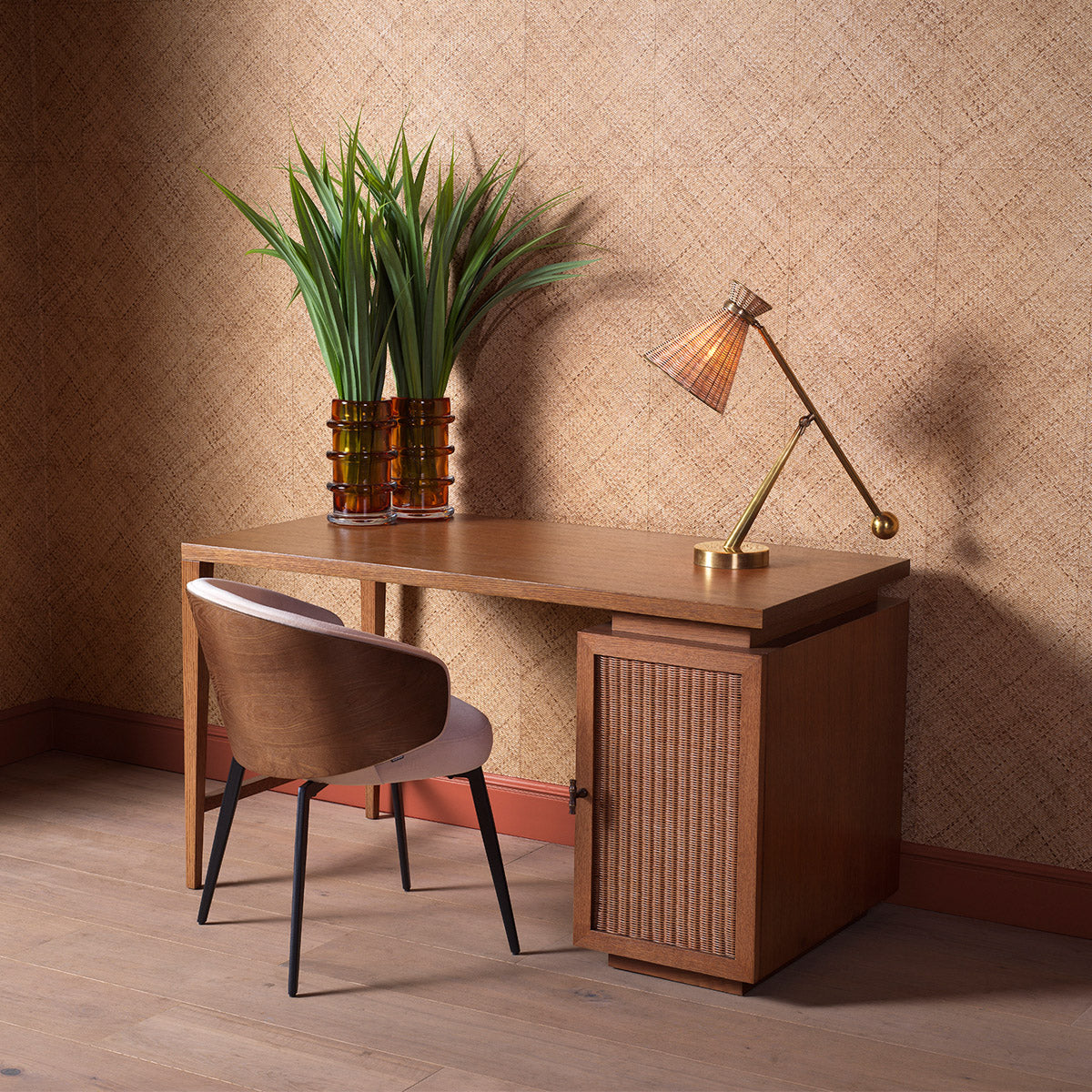 Dining Chair Camerota Sabino beige | walnut finish back | black legs 100% polyester Chairs & Sofas A119654 3