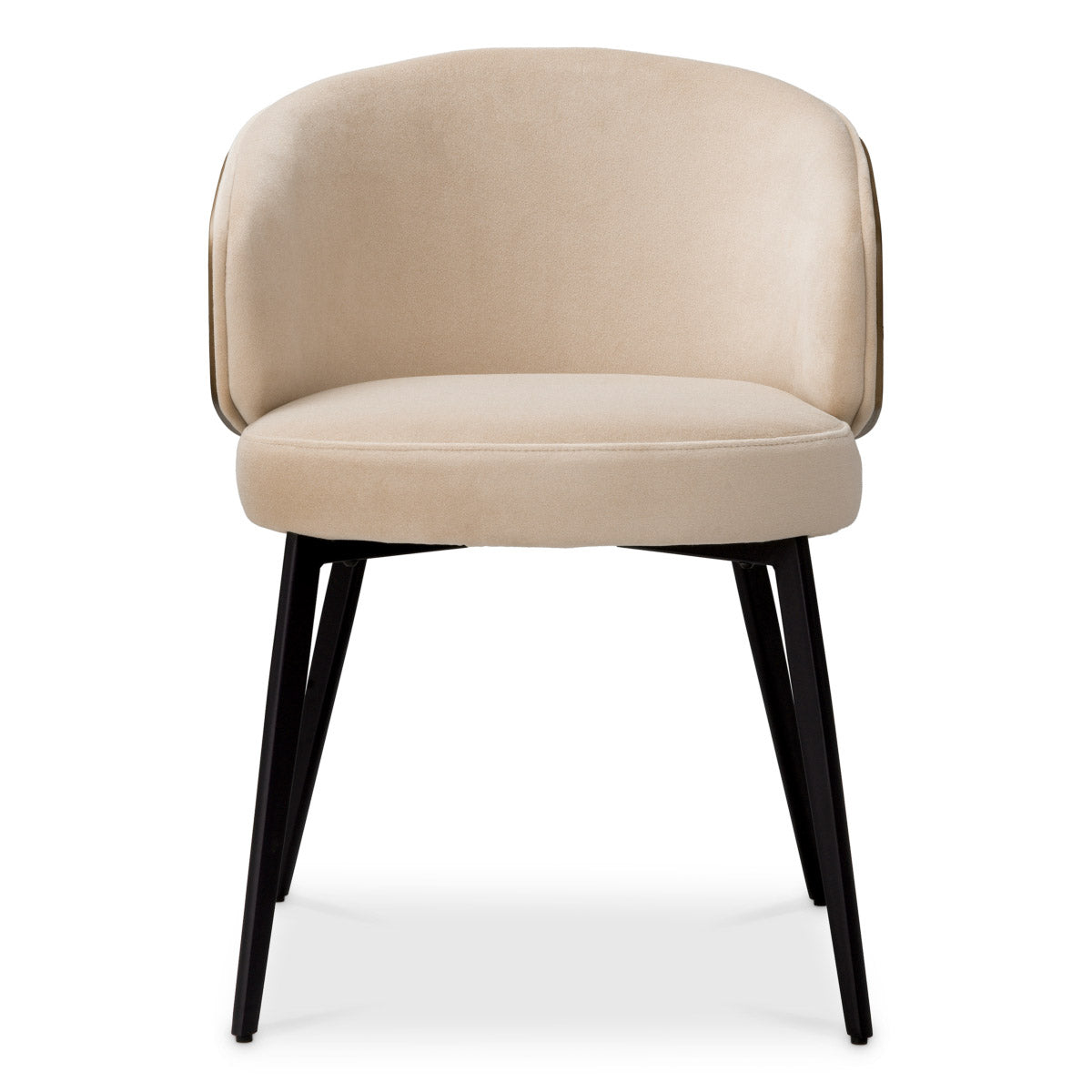 Dining Chair Camerota Sabino beige | walnut finish back | black legs 100% polyester Chairs & Sofas A119654 4