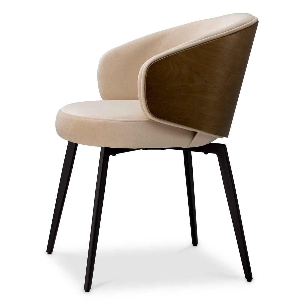 Dining Chair Camerota Sabino beige | walnut finish back | black legs 100% polyester Chairs & Sofas A119654 5