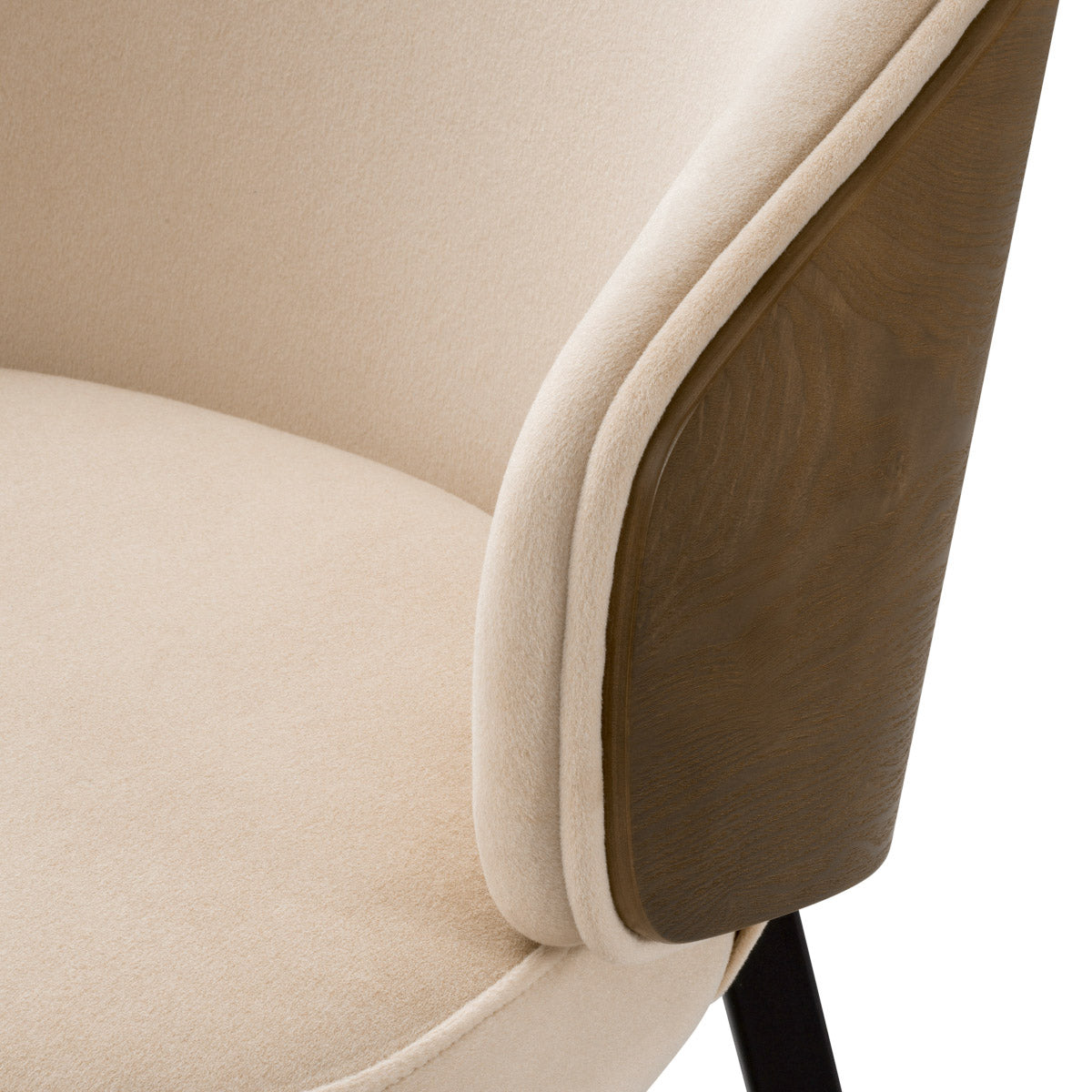 Dining Chair Camerota Sabino beige | walnut finish back | black legs 100% polyester Chairs & Sofas A119654 9
