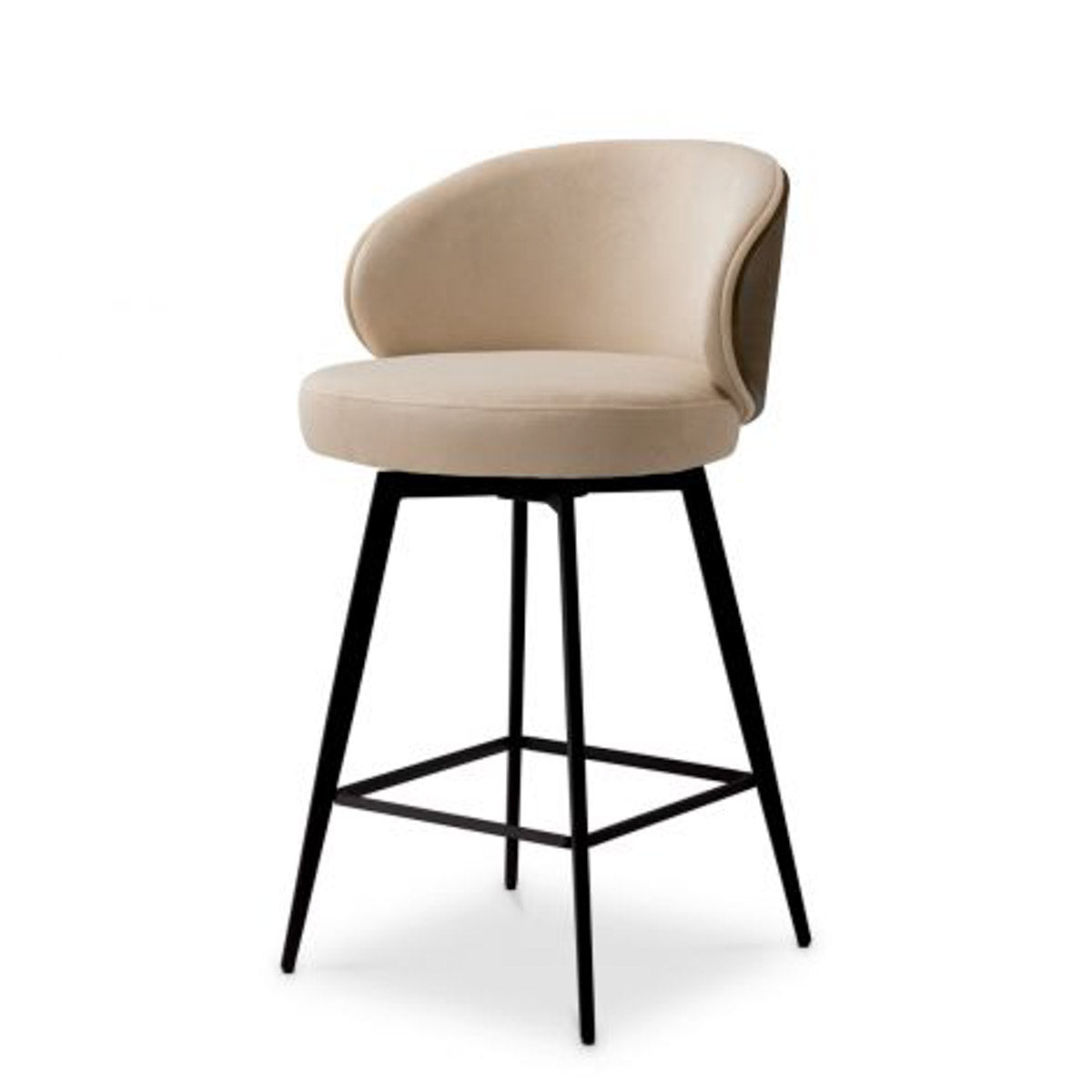 Counter Stool Camerota Sabino beige | walnut finish back | black legs | swivel 100% polyester Chairs & Sofas A119670 15