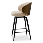 Counter Stool Camerota Sabino beige | walnut finish back | black legs | swivel 100% polyester Chairs & Sofas A119670 4