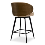 Counter Stool Camerota Sabino beige | walnut finish back | black legs | swivel 100% polyester Chairs & Sofas A119670 5