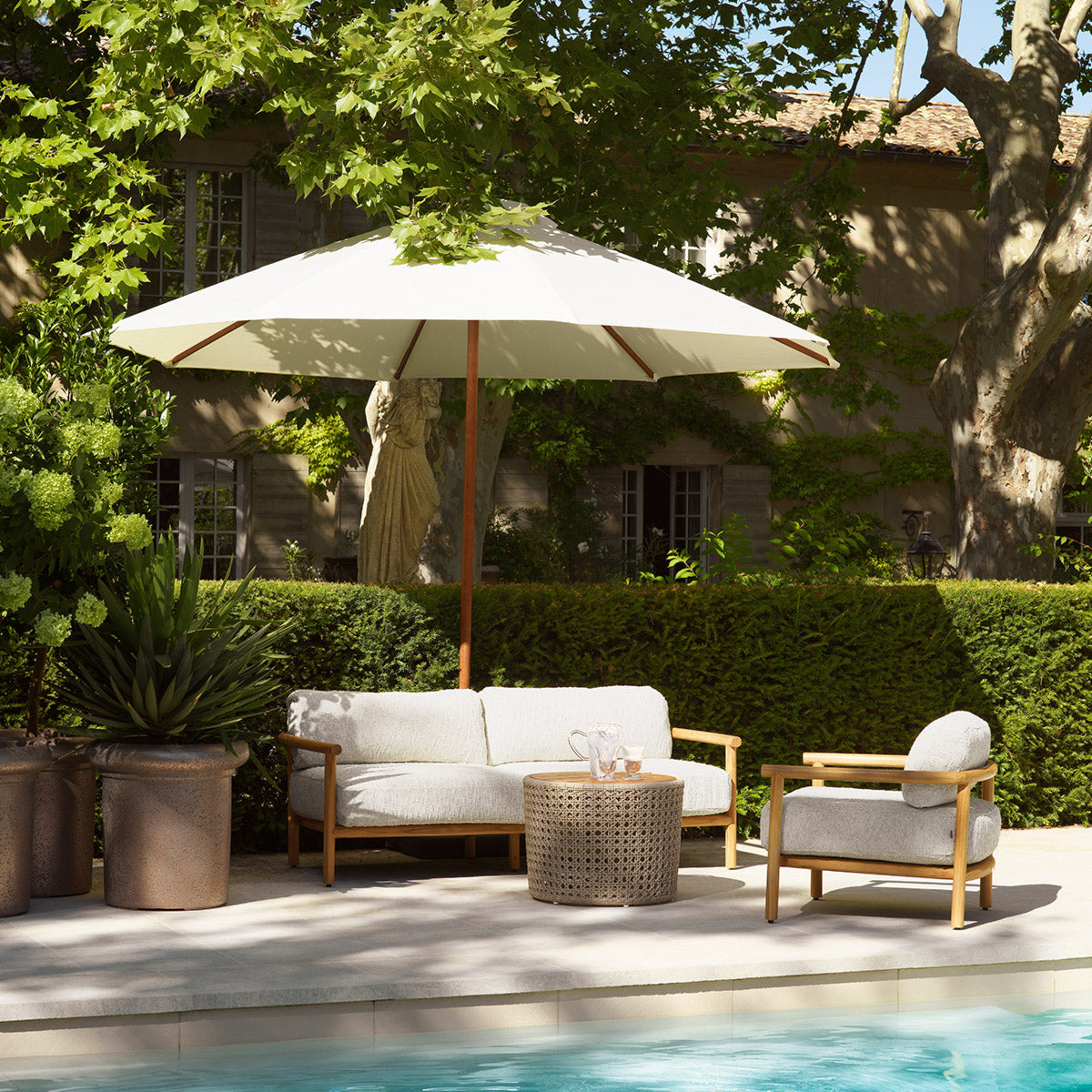 Outdoor Sofa Ombria Natural teak | arden natural 100% polyester Outdoor A120256 3