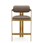 Counter Stool Donato Brushed brass finish | seymore truffle 100% leather Chairs & Sofas A120937 3