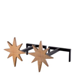 Eichholtz Andiron Star set of 2 iron and finished in black and vintage brass, this elegant 2-piece set of useful fireplace