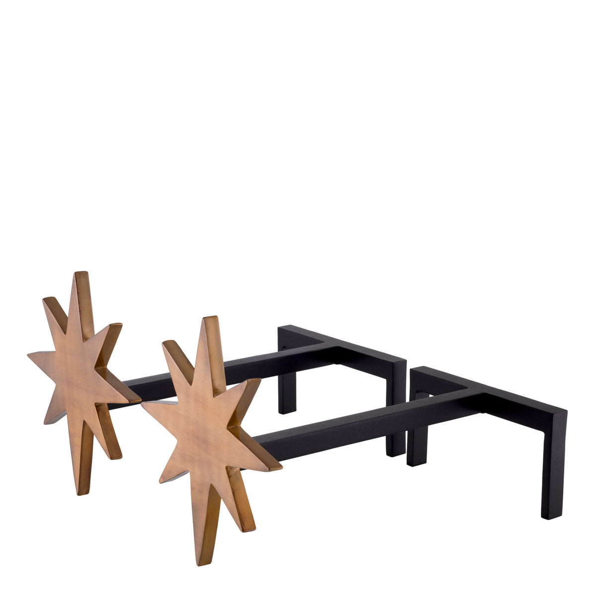 Eichholtz Andiron Star set of 2 tools is composed of sturdy rear shanks and decorative upright guards in a star shape.