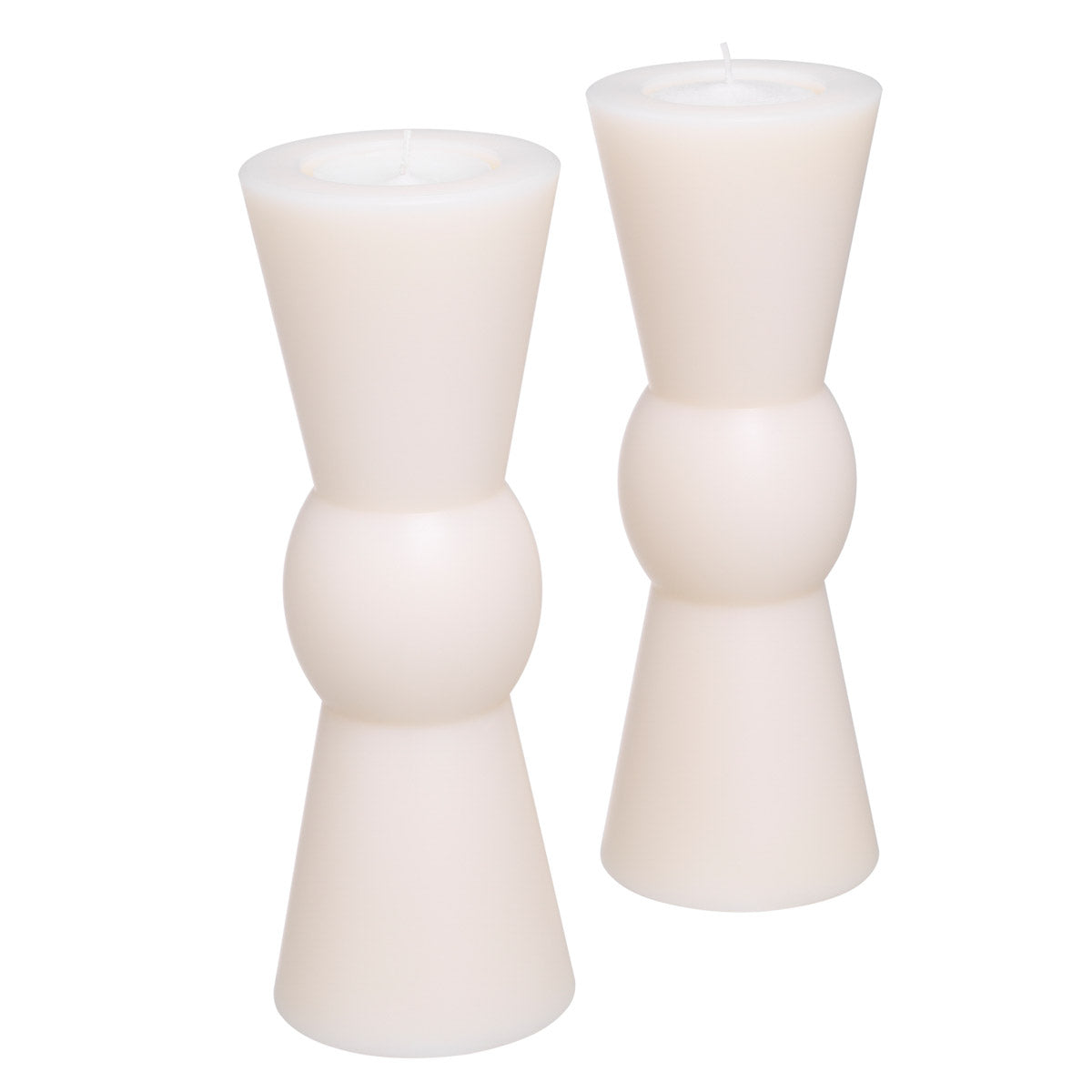 Eichholtz Artificial Candle Arto L set of 2 that are connected by a single round middle section. Artificial Candle Arto L set of