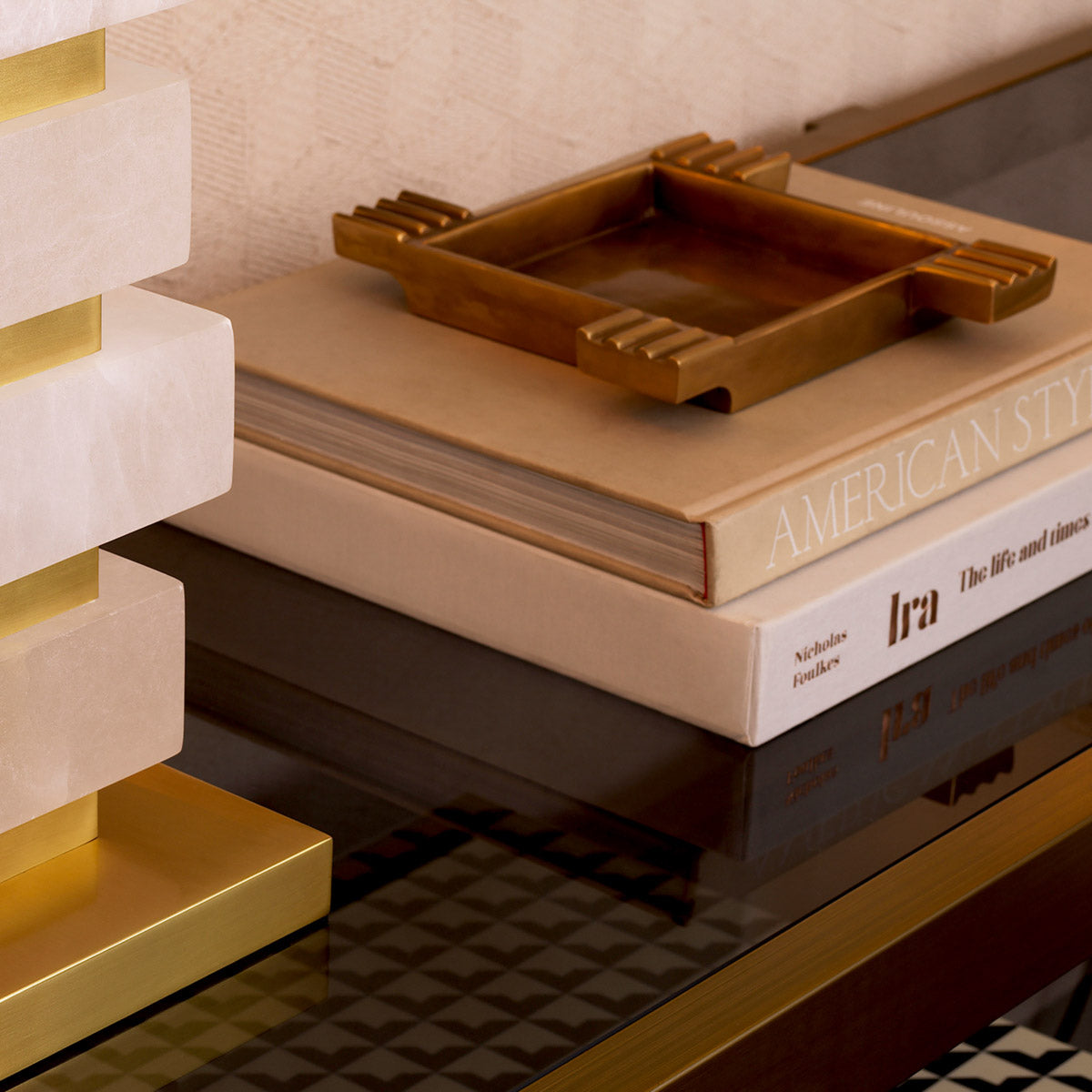 Eichholtz Ashtray Mack beautiful square ashtray has a vintage brass finish and fits well in a contemporary, minimalist