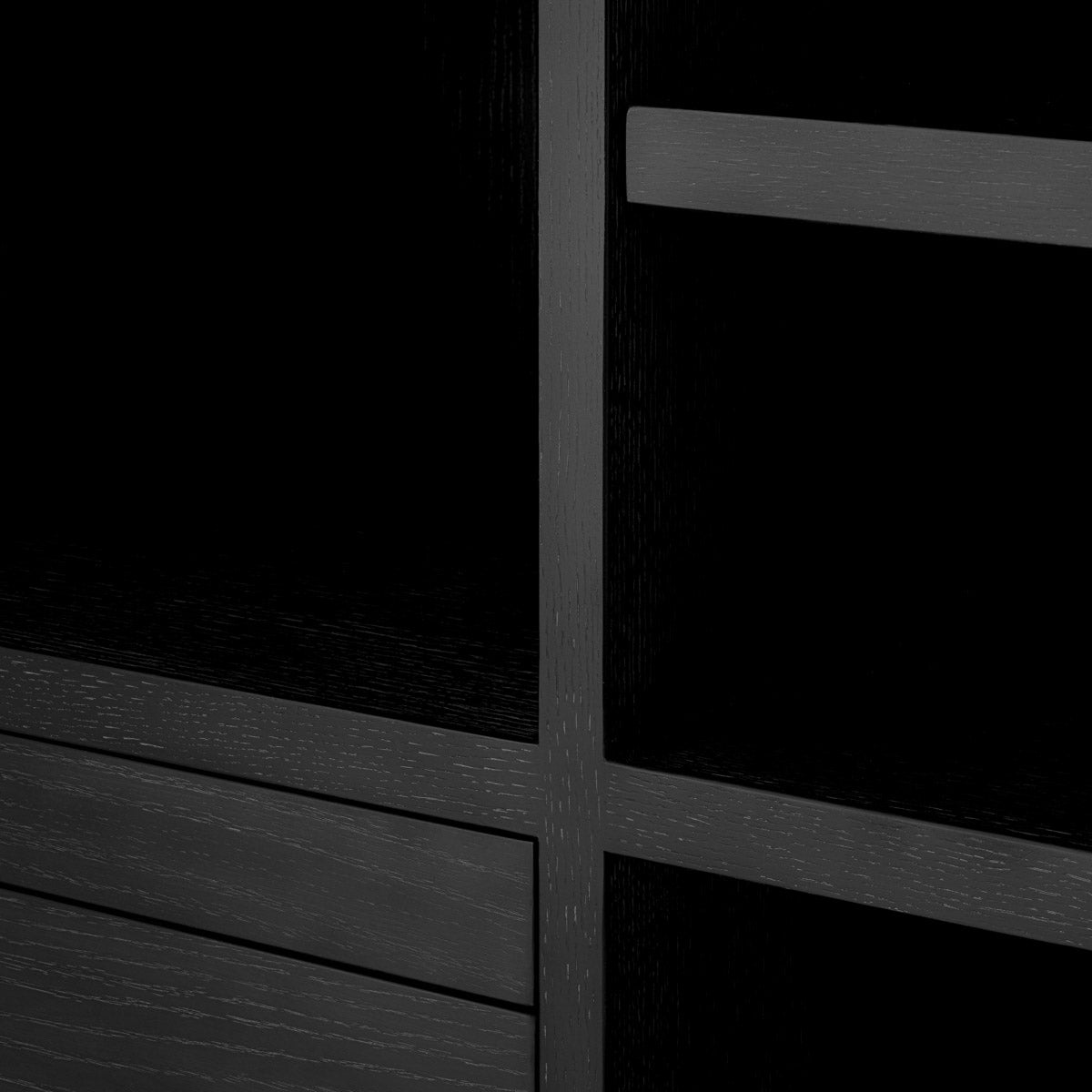 Eichholtz Bar Cabinet Connaught charcoal grey oak veneer and accented by a luxurious bronze finish, this piece exudes elegance.