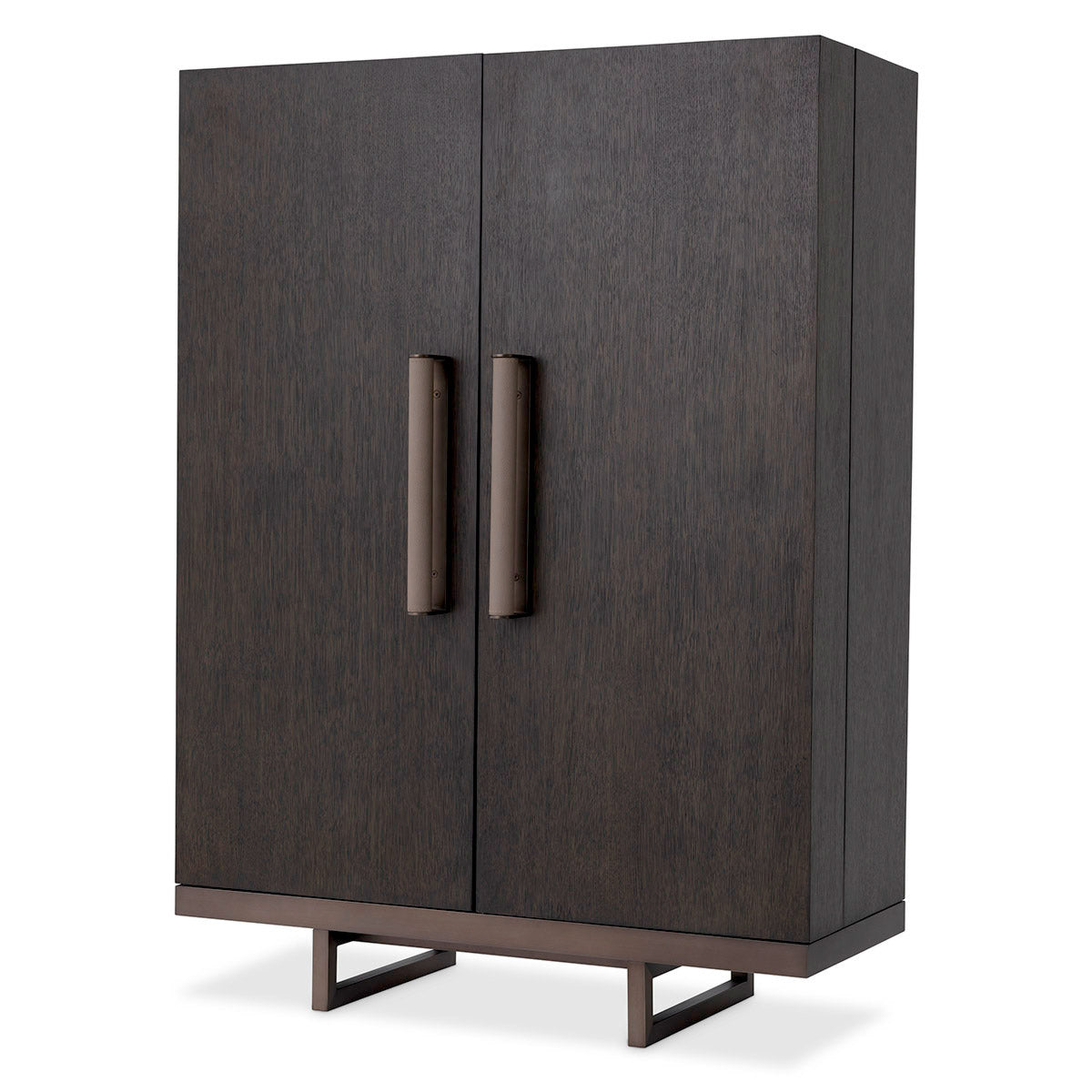 Eichholtz Bar Cabinet Harrison Featuring a modern mocha straight oak veneer cupboard, Bar Cabinet Harrison is a high quality
