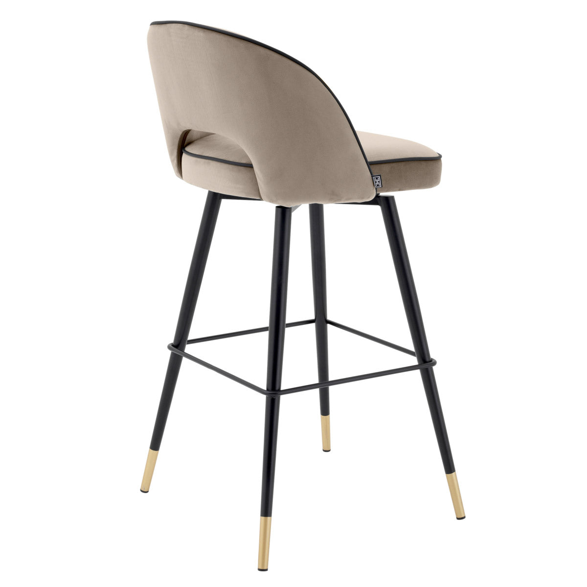 Eichholtz Bar Stool Cliff silhouette is accentuated with black faux leather piping. Bar Stool Cliff Crafted by Eichholtz this