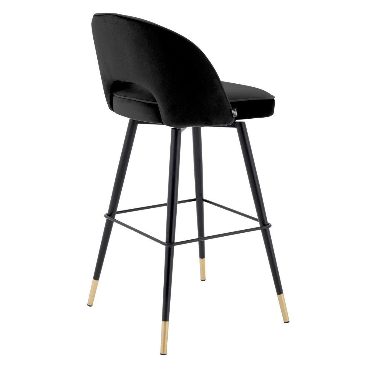 Eichholtz Bar Stool Cliff silhouette is accentuated with black faux leather piping. Bar Stool Cliff Crafted by Eichholtz this