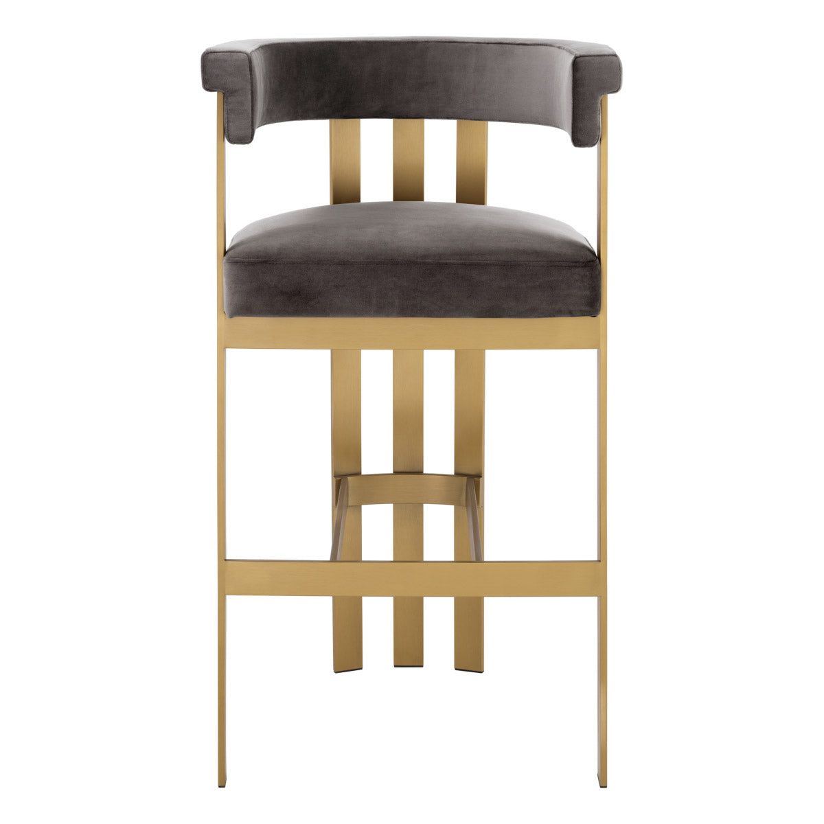 Eichholtz Bar Stool Clubhouse sumptuous Savona Grey Velvet upholstery, this bar stool exudes both opulence and comfort. The brushed