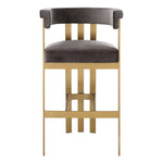 Eichholtz Bar Stool Clubhouse sumptuous Savona Grey Velvet upholstery, this bar stool exudes both opulence and comfort. The brushed