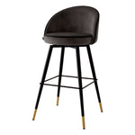 Eichholtz Bar Stool Cooper set of 2 Adorned in the opulent Roche Dark Grey Velvet with black velvet piping, these bar stools