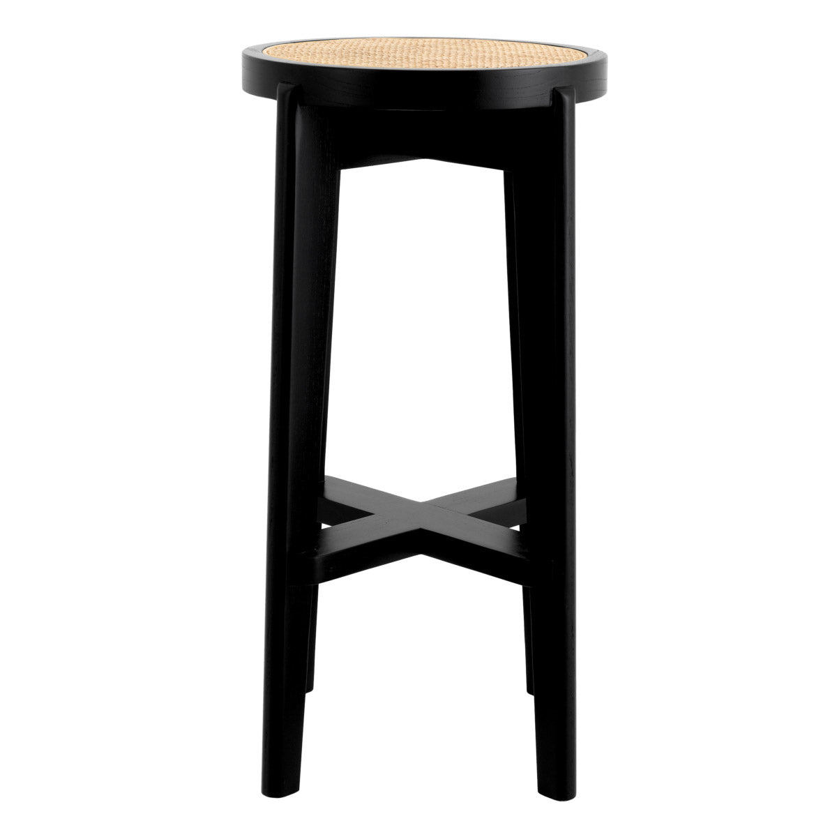 Eichholtz Bar Stool Dareau with a classic brown finish. The X-shaped cross connection offers reliable steadiness and the seat