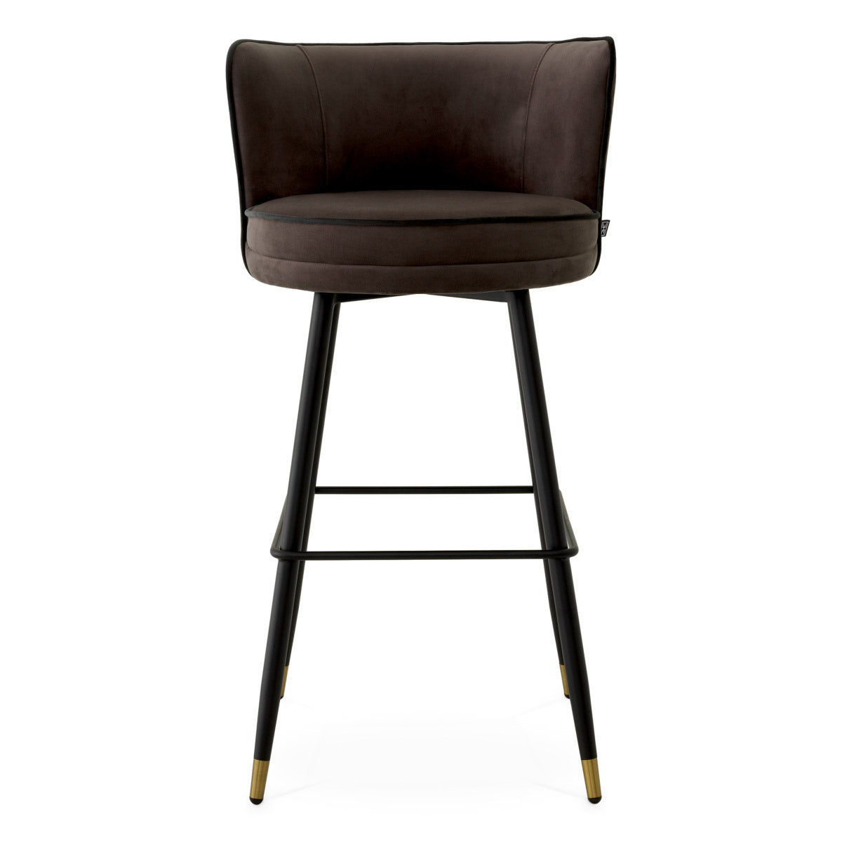 Eichholtz Bar Stool Grenada swivel base and sumptuous Savona grey velvet finish. This barstool exudes a modern elegance that