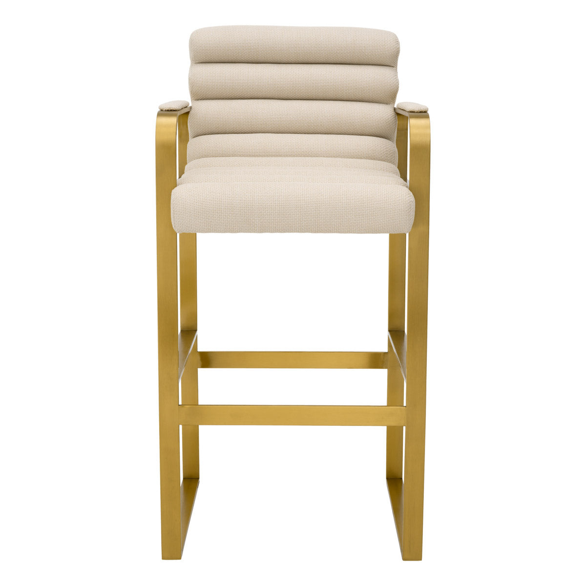 Eichholtz Bar Stool Olsen sand finish on metal construction radiates elegance, offering an iconic touch to your space. Bar
