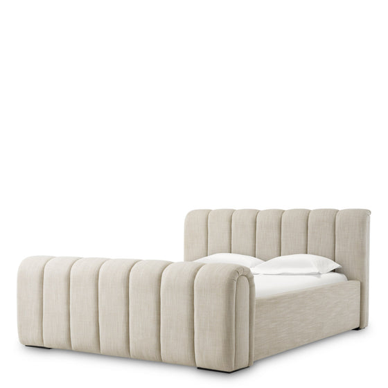 Eichholtz Bed Frame Kayden King size Unveil sophistication with the Kayden Albury Beige Bed Frame. Drenched in luxurious Albury beige fab...