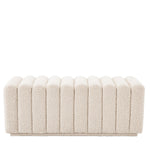 Eichholtz Bench Bente your living room or bedroom. Featuring a bouclé cream upholstery with deep channel stitching, this