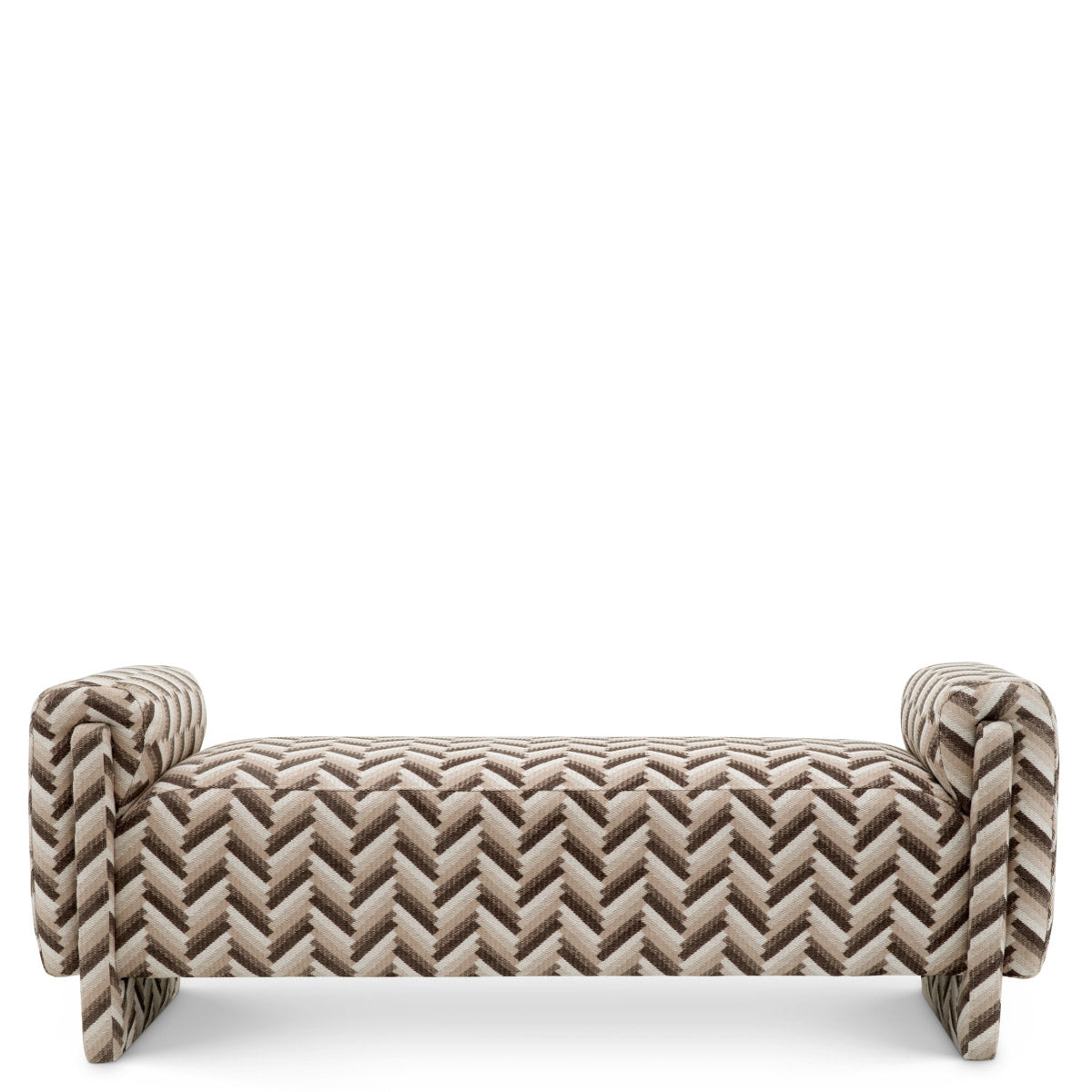 Eichholtz Bench Del Vale in elegant Chevron brown fabric, this bench adds a touch of sophistication to any space.