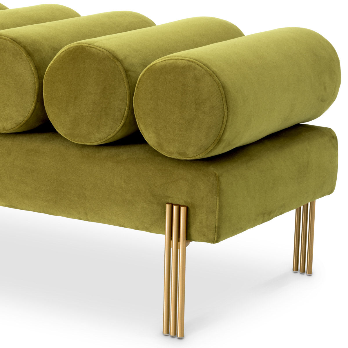 Eichholtz Bench Oxley savona vintage green velvet for a sumptuous mid-century look. Bench Oxley Crafted by Eichholtz this