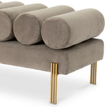 Eichholtz Bench Oxley savona greige velvet for a sumptuous mid-century look. Bench Oxley Crafted by Eichholtz this benche