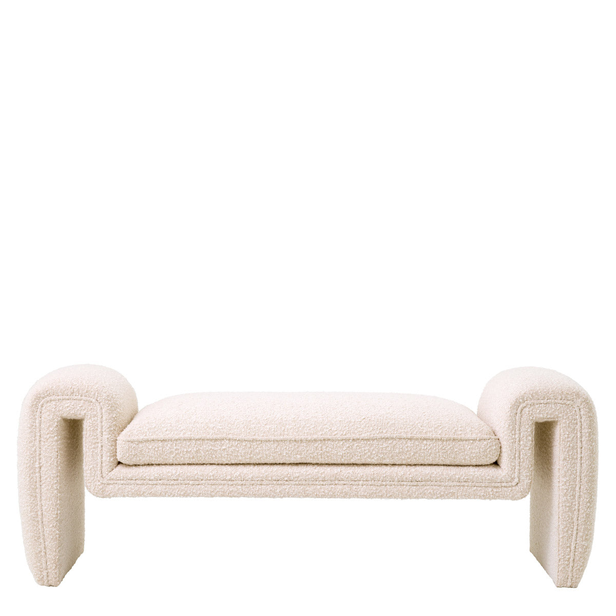Eichholtz Bench Tondo S and Bouclé cream upholstery make this bench appeasing to the eye and comfortable to the