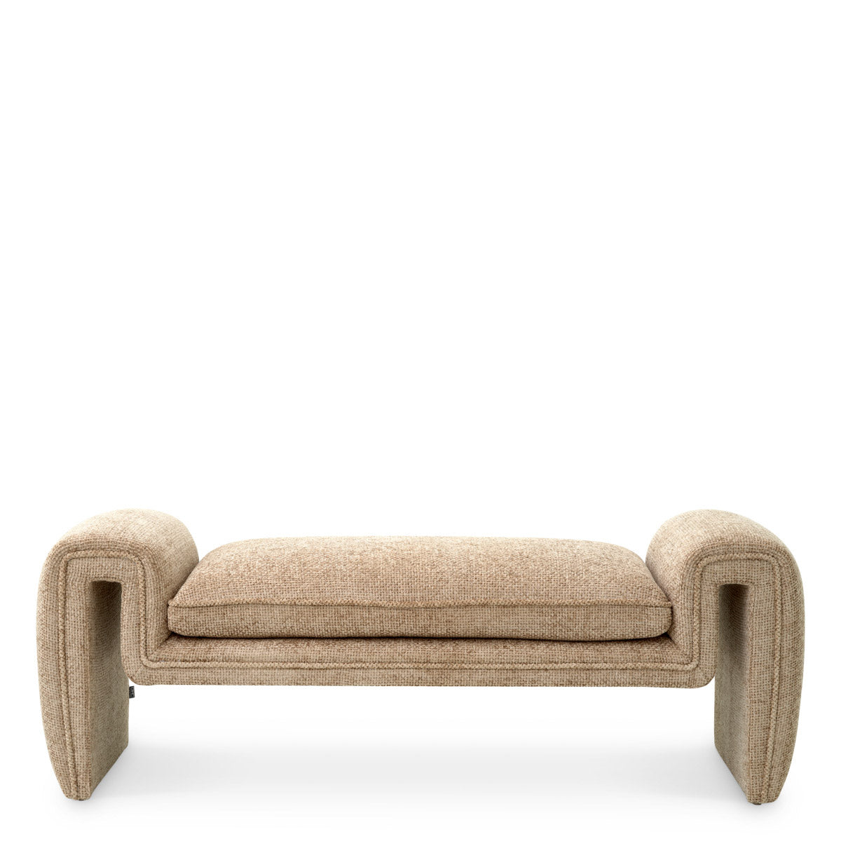 Eichholtz Bench Tondo S lyssa sand fabric. Eichholtz harmonizes sophistication with an inviting, streamlined form, infusing a tranquil re...