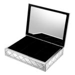 Eichholtz Box Cordo a diagonal relief pattern, this glamorous box has a silver finish and a luxurious velvet