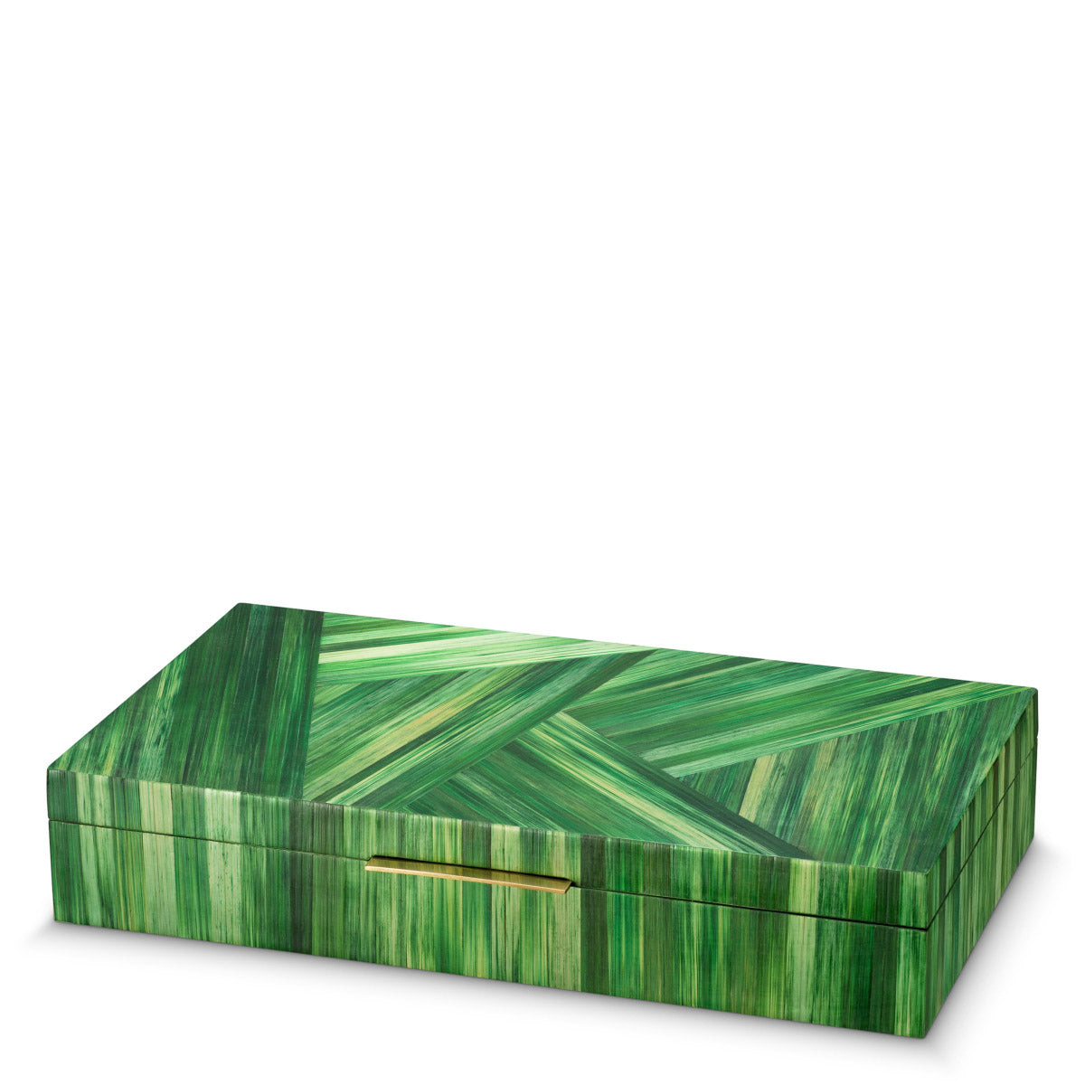 Eichholtz Box Harvard Distinguished by its elegant straw marquetry in vibrant green hues, the Box Harvard epitomizes refined