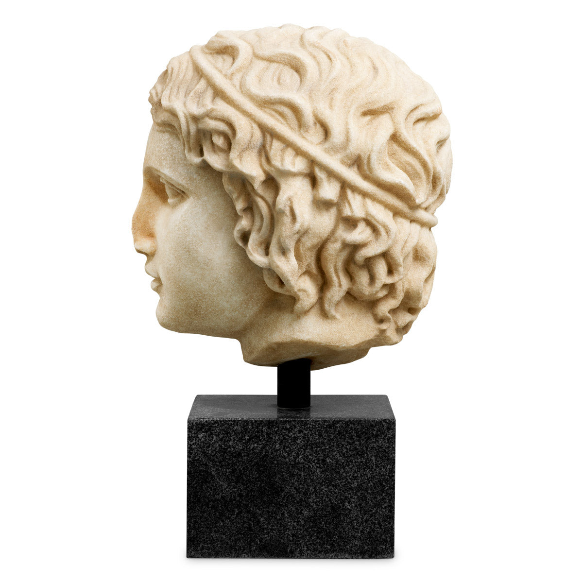 Eichholtz Bust of a youth black granite base, our reimagining of the original captures the idealized beauty of ancient sculpture.