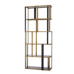Eichholtz Cabinet Clio black, and partly in brushed brass. It features 6 smoke glass shelves where you can