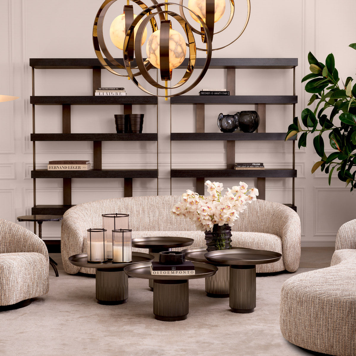 Eichholtz Cabinet Dalmar statement piece in your living room or study. With five spacious shelves in charcoal oak