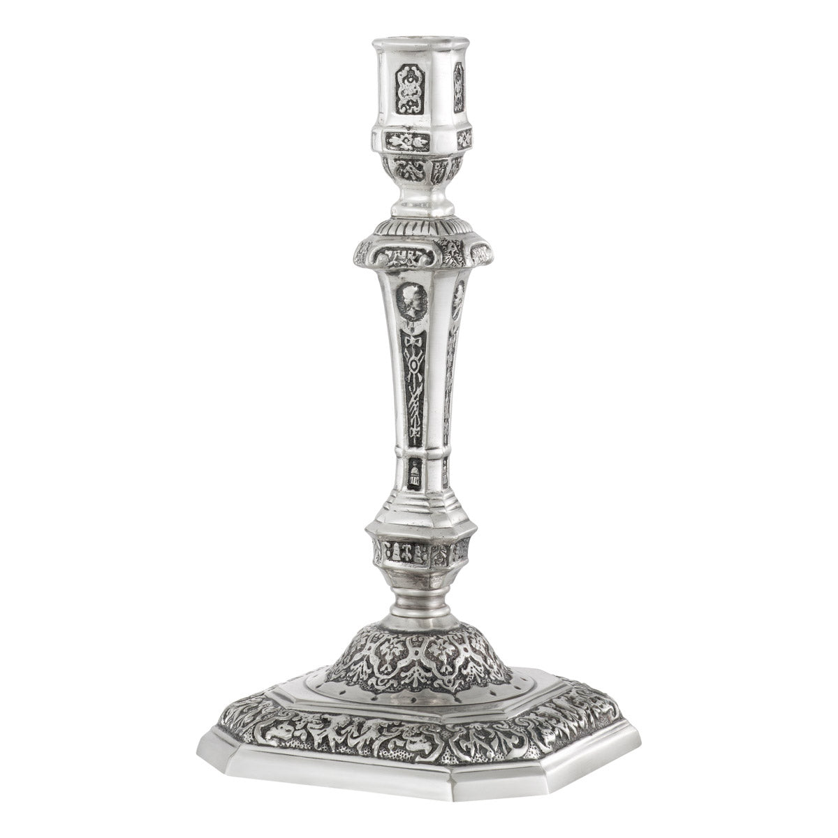 Eichholtz Candle Holder Berain late 17th-century French silver candlesticks in The Met collection. With an antiqued silver finish and