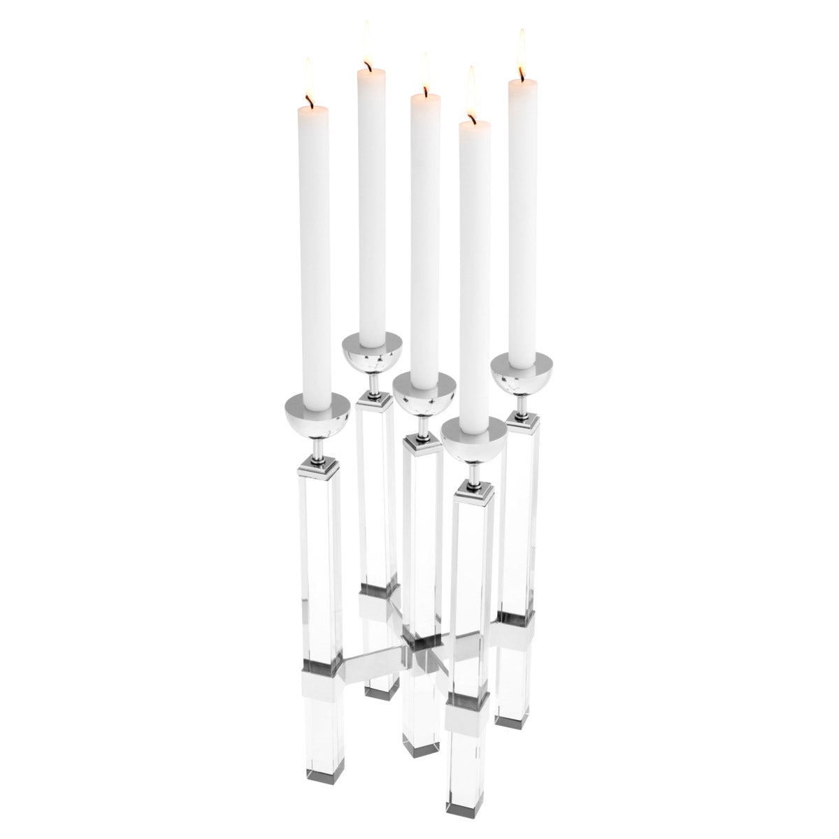 Eichholtz Candle Holder Naturale glass and nickel, this candelabra is a chic centerpiece for your dinner parties and family