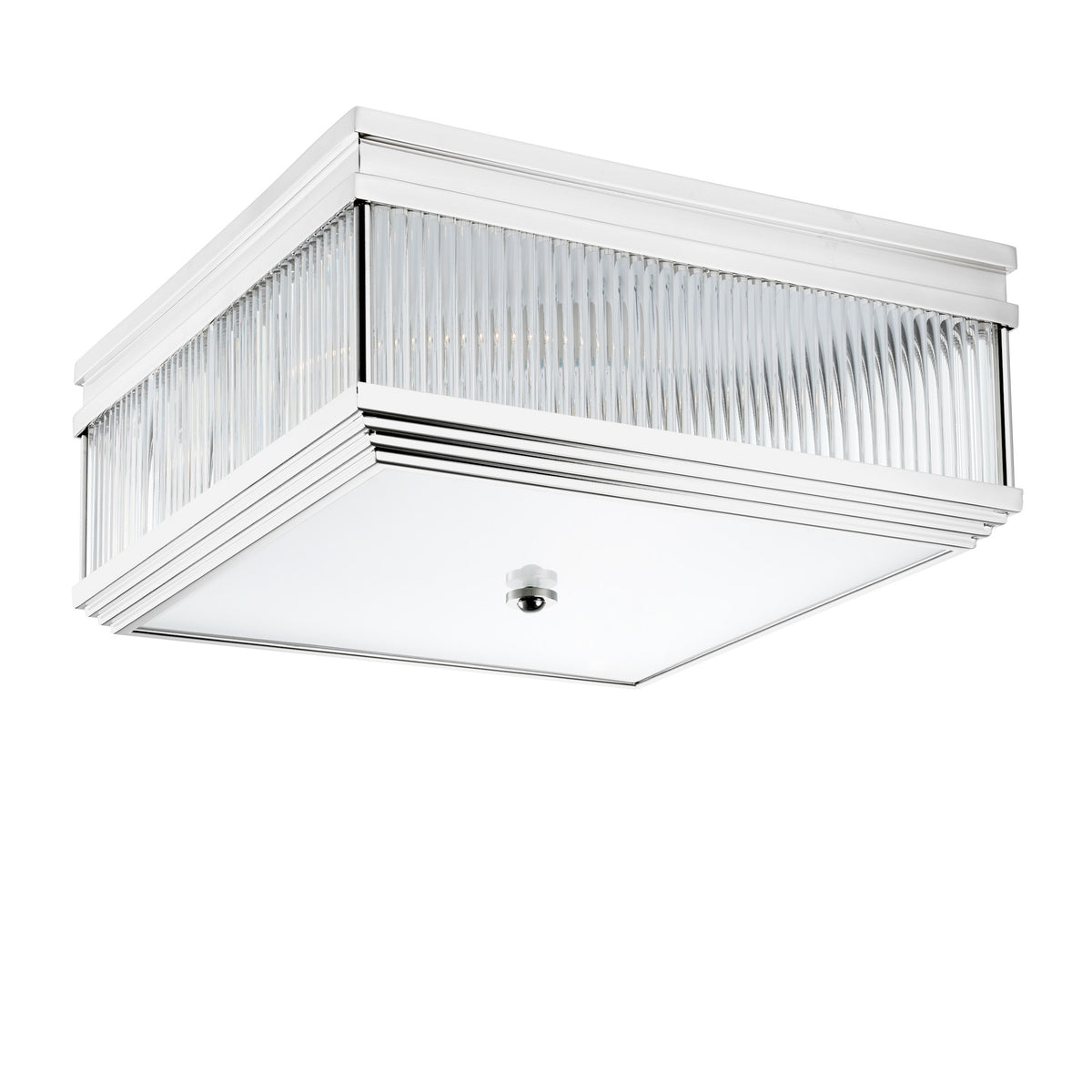 Eichholtz Ceiling Lamp Marly set in the side panels of the square frame to create a sparkling effect. The