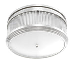 Eichholtz Ceiling Lamp Rousseau set in the side panels of the circular drum frame to create a sparkling effect.
