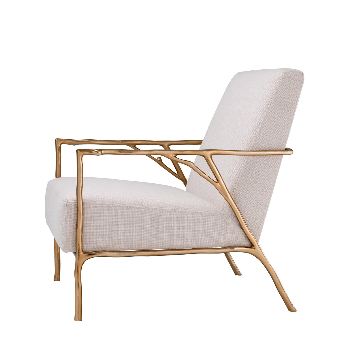 Eichholtz Chair Antico a superb branch-like frame with a gold finish and a seat in Panama natural upholstery,