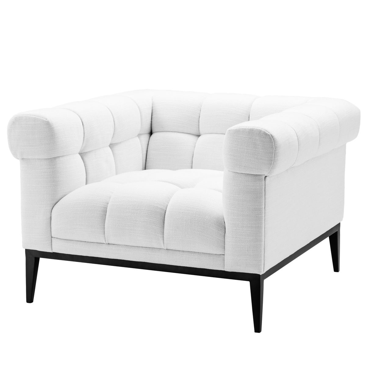 Eichholtz Chair Aurelio With its deep-buttoned Avalon white upholstery and tapered black legs it adds sophistication to any