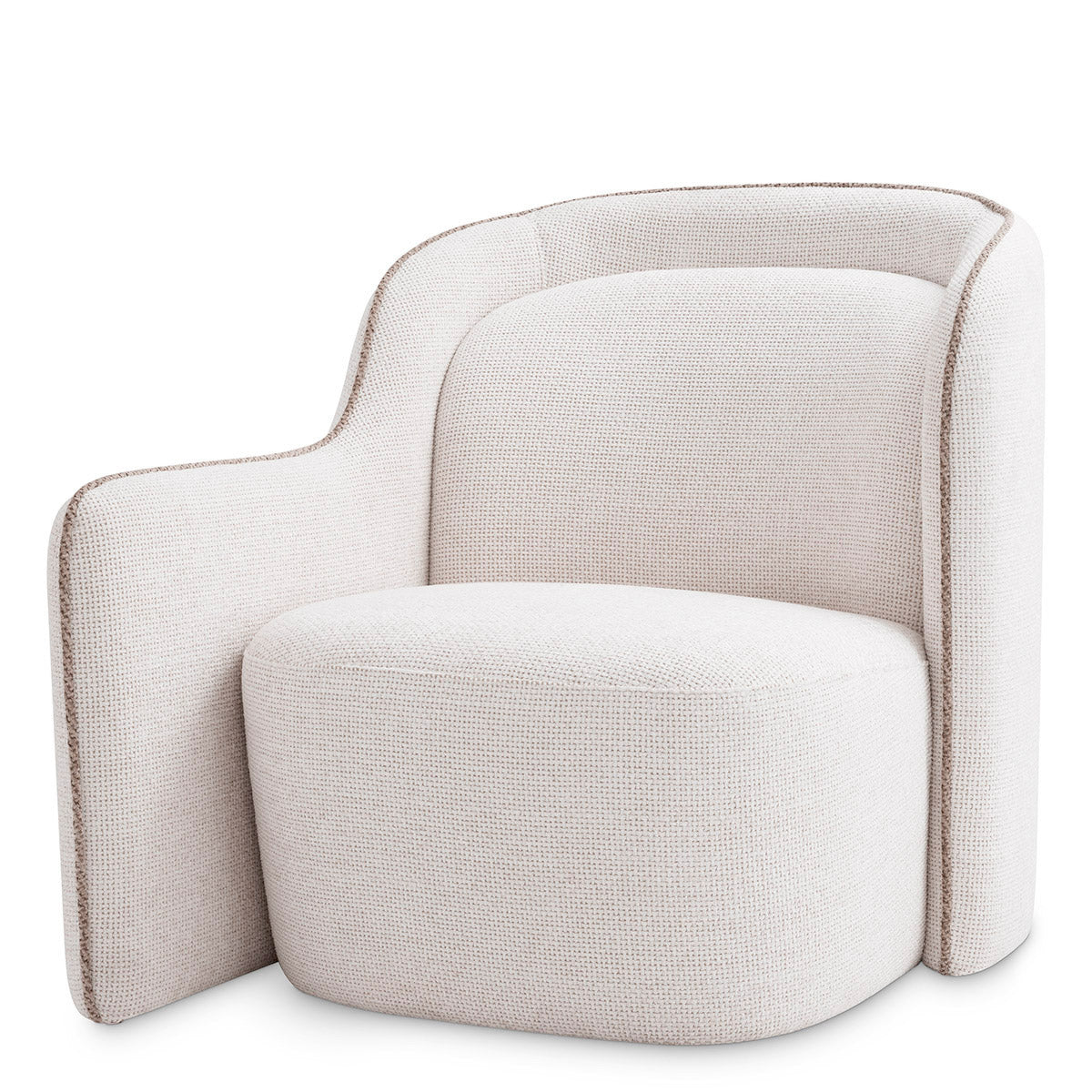 Eichholtz Chair Barrier Left Presenting the left-facing Chair Barrier, a true epitome of elegance. Adorned in pristine Lyssa Off-White