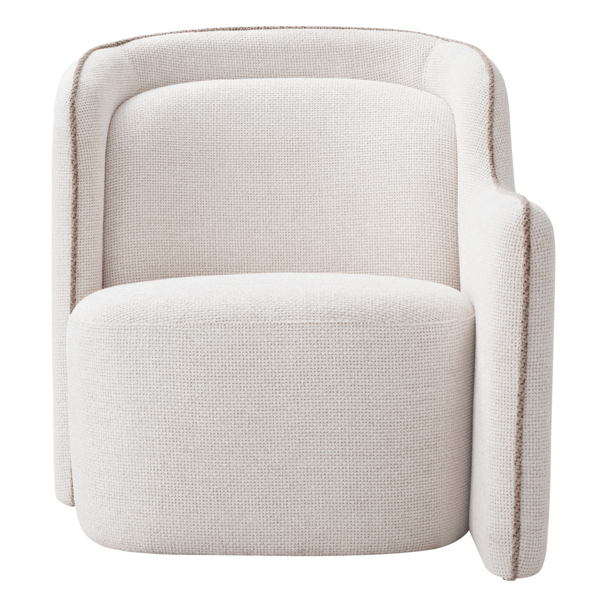 Eichholtz Chair Barrier Right Off-White and Lyssa Sand upholstery with contrasting piping, this chair creates a captivating visual allure,