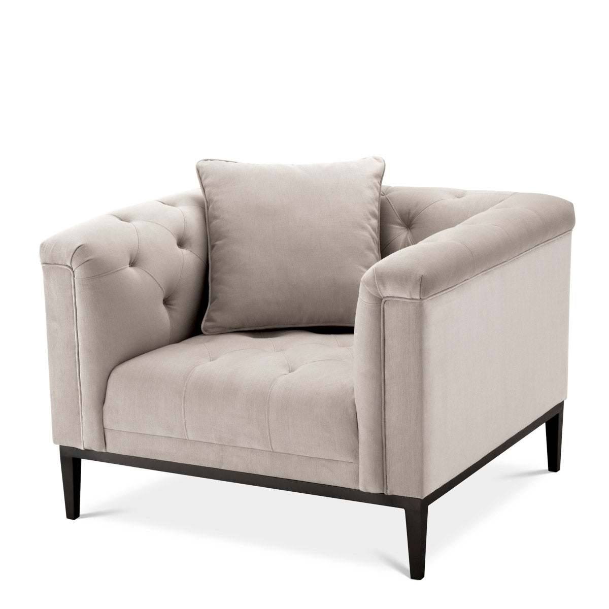 Eichholtz Chair Cesare Inspired by the classic Chesterfield furniture, the Cesare Chair in pebble grey upholstery offers a