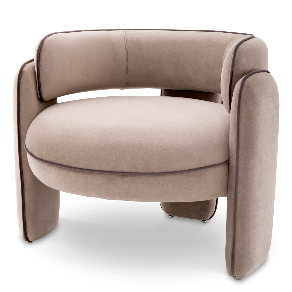 Chair Chaplin - Savona Greige Velvet, Savona Gray Velvet Piping